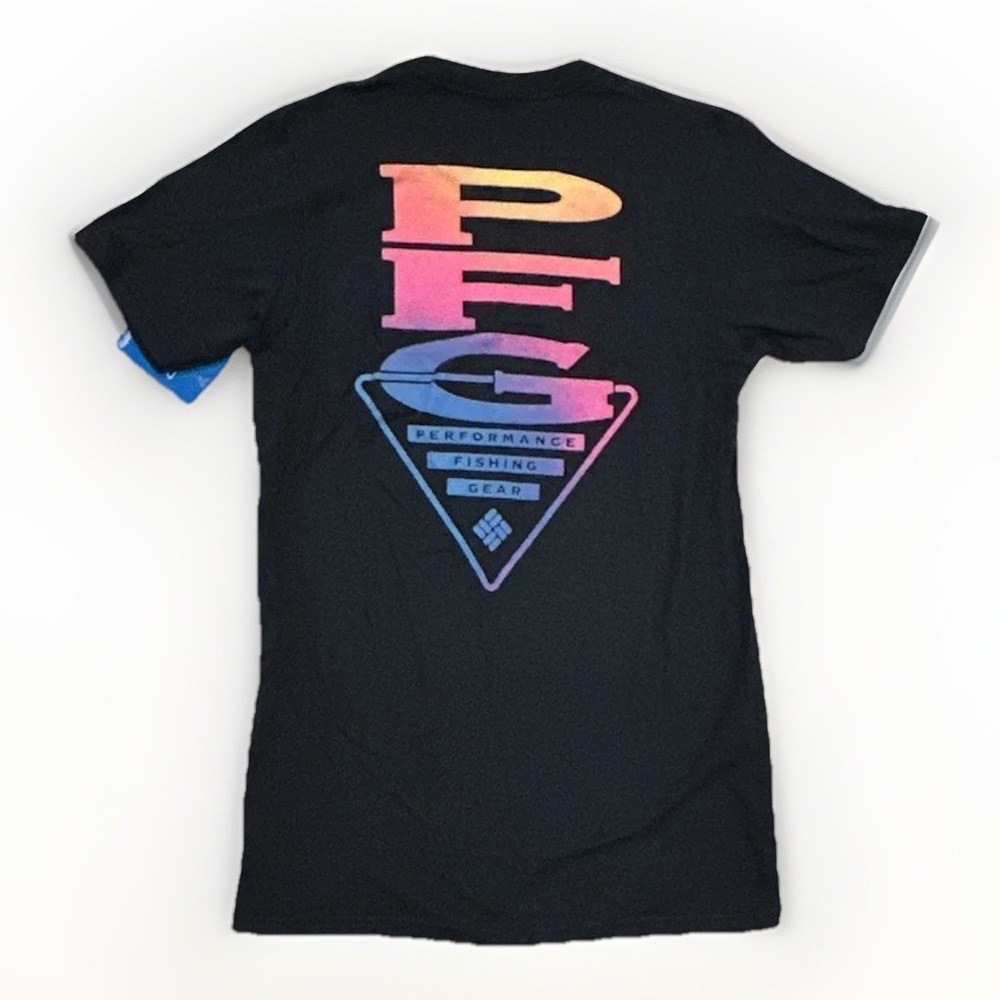 Columbia PFG Men's Graphic T-Shirt, Multi Color Logo, Small, New